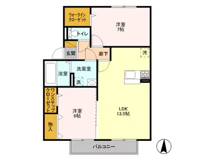 エクレールA棟(2LDK/2階)の間取り写真