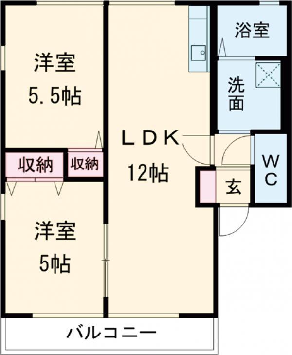 ハイツこぐれ2(2LDK/2階)の間取り写真