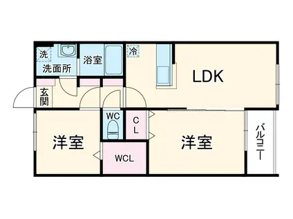 コートドール本牧(2LDK/2階)の間取り写真