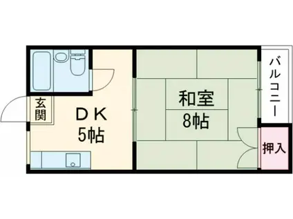 コーポオオガキ(1DK/2階)の間取り写真