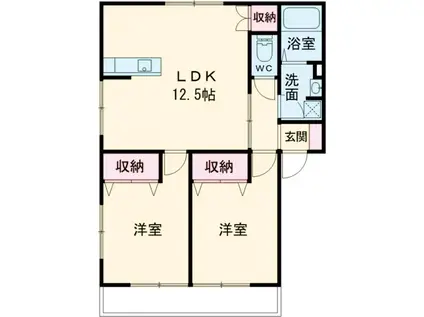 クイーンハイツG(2LDK/2階)の間取り写真