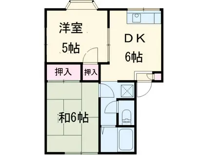 ファミール大島Ⅰ(2DK/2階)の間取り写真