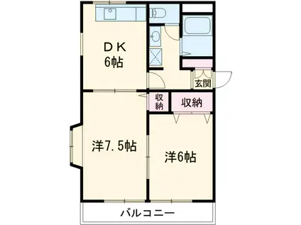 エクセルⅡ(2DK/2階)の間取り写真