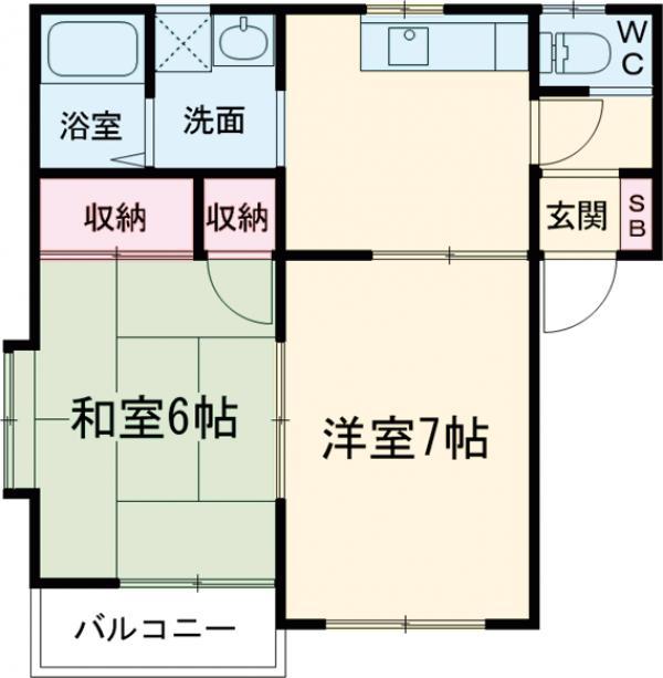 ミラハイツD(2K/1階)の間取り写真