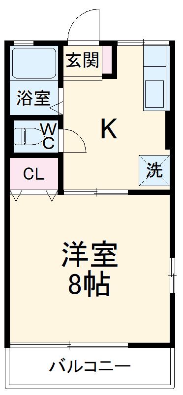 サンフラワーハイツ(1K/2階)の間取り写真