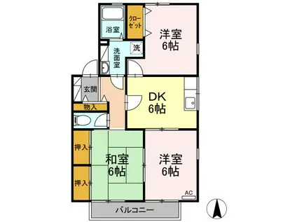 セジュールMMDⅠ(3DK/2階)の間取り写真