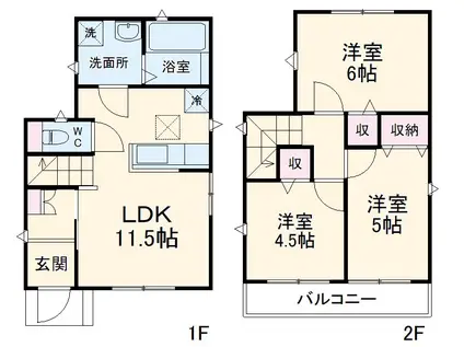京浜東北・根岸線 北浦和駅 徒歩47分 2階建 築8年(3LDK)の間取り写真
