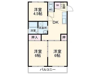 コーポ藤田(3DK/4階)の間取り写真