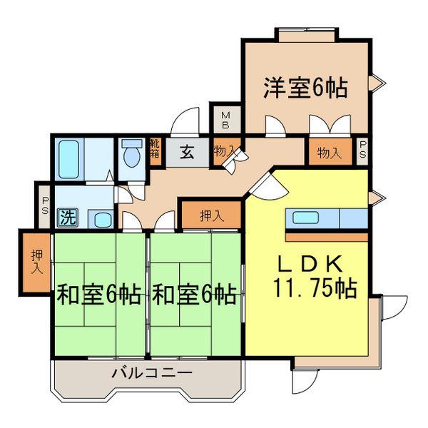 STハイツミユキ(3LDK/2階)の間取り写真