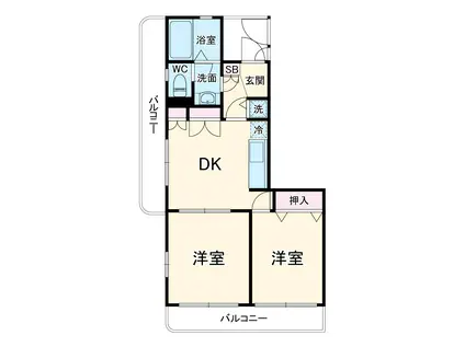 平塚ダイカンプラザⅡ号館(2DK/2階)の間取り写真