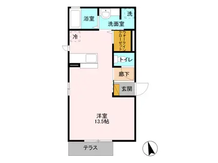 エクセルシオール(ワンルーム/1階)の間取り写真