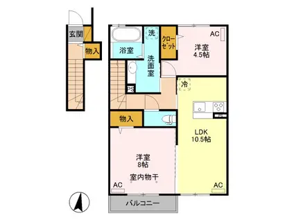 京和風 嵯峨野 月(2LDK/2階)の間取り写真