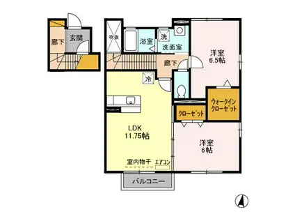 ブルーメ広芝(2LDK/2階)の間取り写真