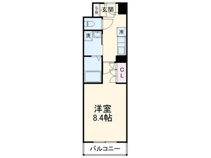 シャンピアコート茨木(1K/3階)の間取り写真