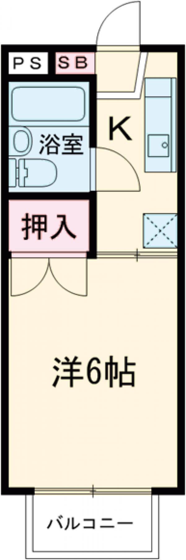 サマックスB棟(1K/2階)の間取り写真