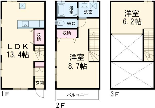 メゾネット元今泉A(1SLDK)の間取り写真