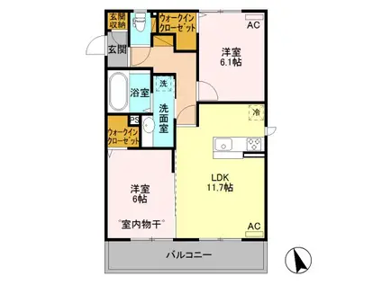 アントスA(2LDK/2階)の間取り写真