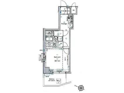 スパシエ カステロ 新都心(1K/5階)の間取り写真