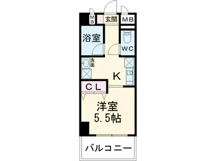 シャイン南流山(1K/6階)の間取り写真