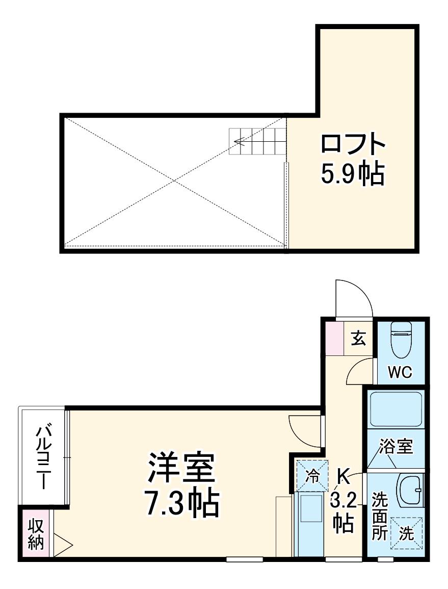 そるふぃーゆ三郷(1K/3階)の間取り写真