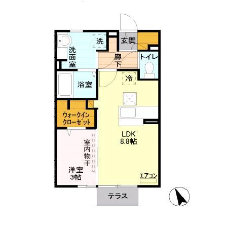 ハピネス(1LDK/1階)の間取り写真