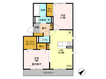 HANABUSA Ⅳ(2LDK/3階)の間取り写真