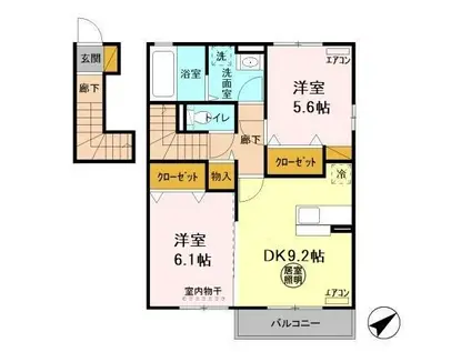 プリムローズB(2DK/2階)の間取り写真