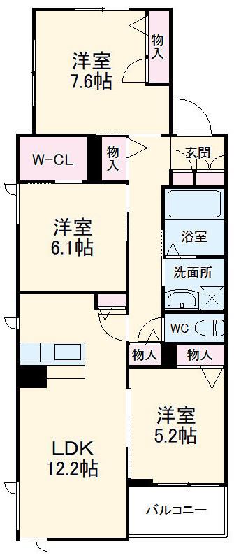 GRANDY VILLA CENTRAL PARK(3LDK/3階)の間取り写真