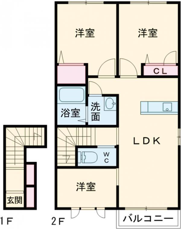 シエルヴィラ Ⅱ(2SLDK/2階)の間取り写真
