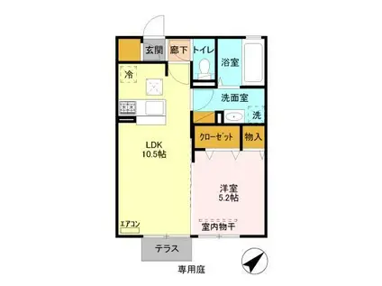 リジェール(1LDK/1階)の間取り写真