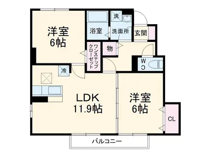 セジュール上脇 B棟(2LDK/1階)の間取り写真