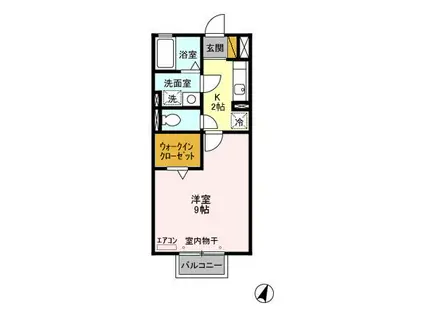 アネックスMITOⅡ(1K/2階)の間取り写真