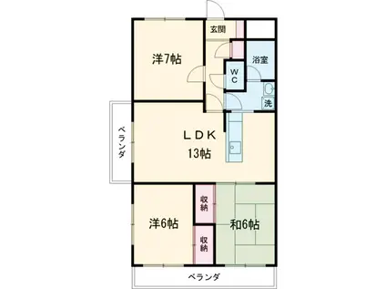 メゾンドベル1(3LDK/1階)の間取り写真