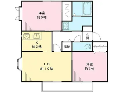 キャトルセゾンD棟(2LDK/1階)の間取り写真