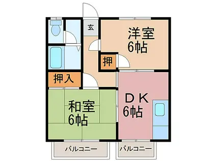第1エステートISHII A(2DK/2階)の間取り写真