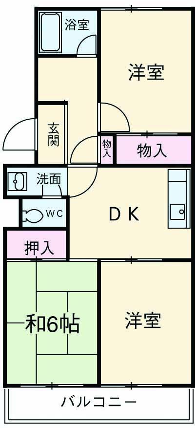 ヴィラフローレンス(3DK/1階)の間取り写真