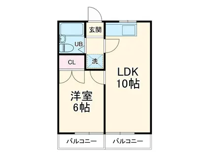 湘南コテージ(1LDK/2階)の間取り写真