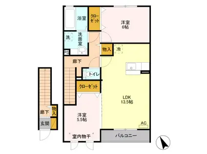 ラ・セゾン(2LDK/2階)の間取り写真