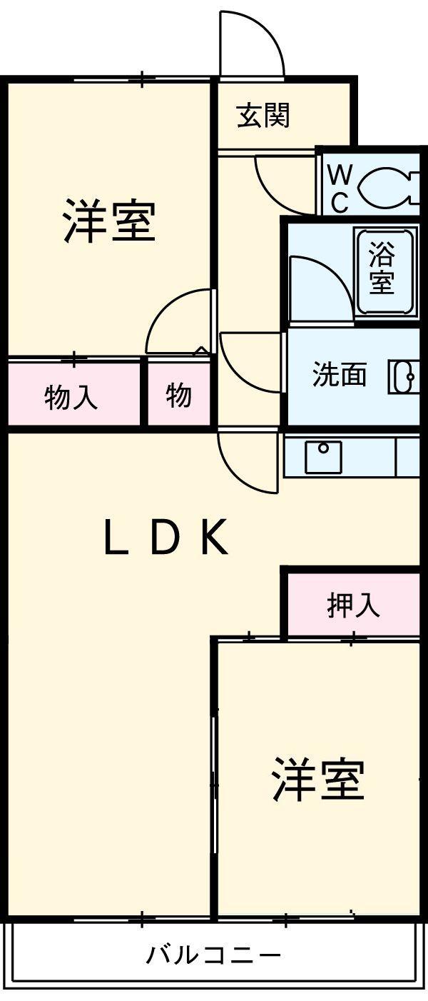 ラ・テラ鵜の森(2LDK/3階)の間取り写真