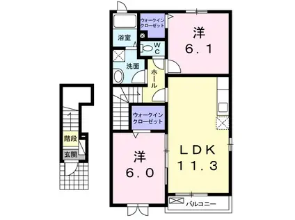 ボナールⅠ(2LDK/2階)の間取り写真