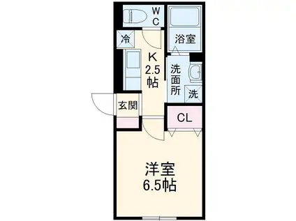 クレール藤沢2(1K/3階)の間取り写真