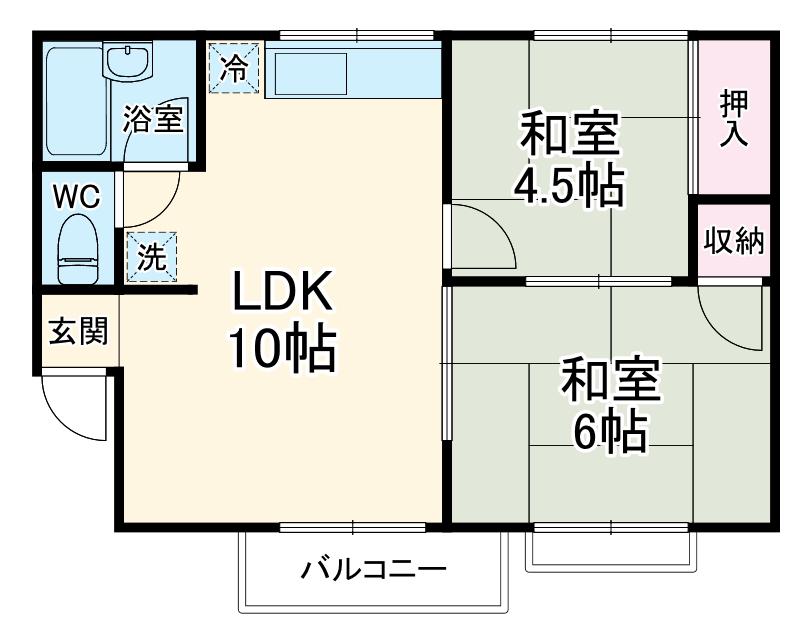 ストリートK(2LDK/2階)の間取り写真