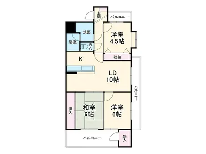 JINハイツ富田浜(3LDK/6階)の間取り写真