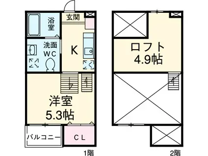 フェニックス(1K/1階)の間取り写真