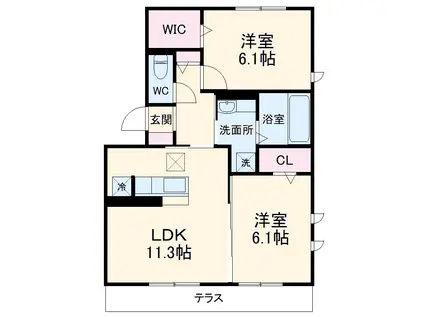 REGULUS C棟(2LDK/1階)の間取り写真