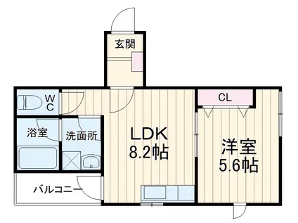 チューダーハウス常盤(1LDK/2階)の間取り写真