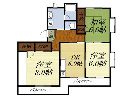イナトピア(3DK/1階)の間取り写真