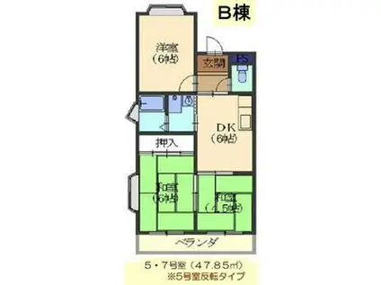 FRハイツ B棟(3DK/1階)の間取り写真