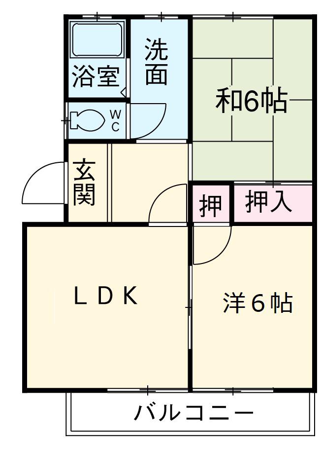 グリーンハイツ(2DK/2階)の間取り写真