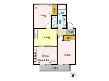 クイーンハイツⅡ(3DK/2階)の間取り写真